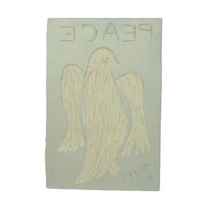 Linocut Linoleum Printing Wood Block Stamp Handmade Bird of Peace 4 x 6 Inch